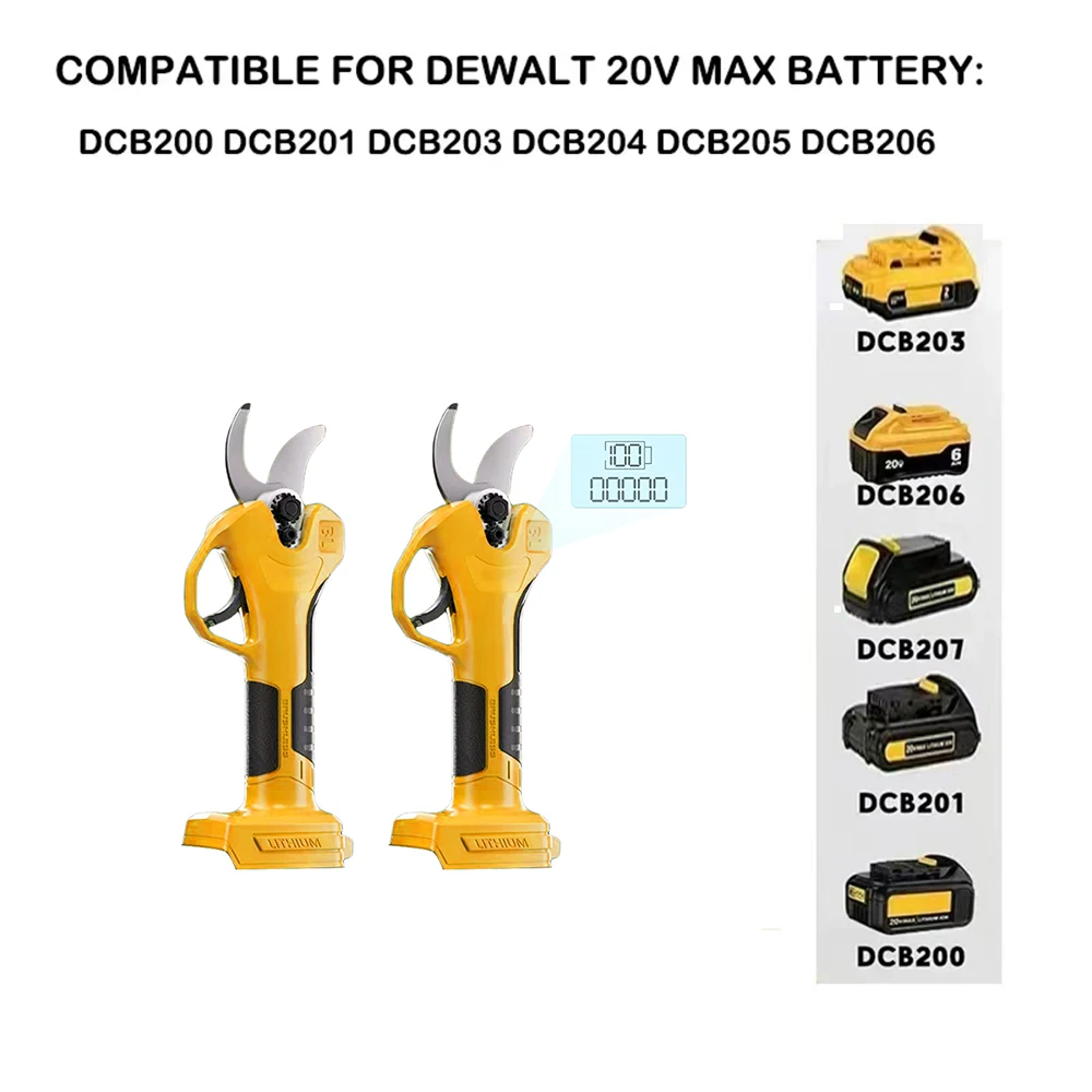 Tesoura de Poda Elétrica Sem Escovas VILASTING, Ferramenta de Jardim, Podador com Display LED 0/1, Tesoura Sem Fio para Bateria Dewalt 18V
