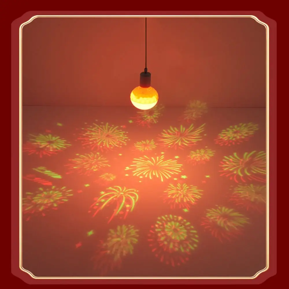 Good Luck New Year Colorful Light Bulb Blessing Color Change Fesitival Projection Bulb Happiness Wealth Party LED Night Light