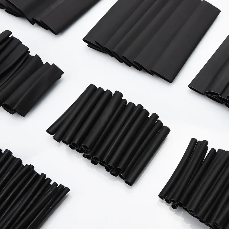 

127 шт. Комбинированный комплект черных термоусадочных трубок для электрических соединений, проводов и кабелей, водонепроницаемая усадка 2:1