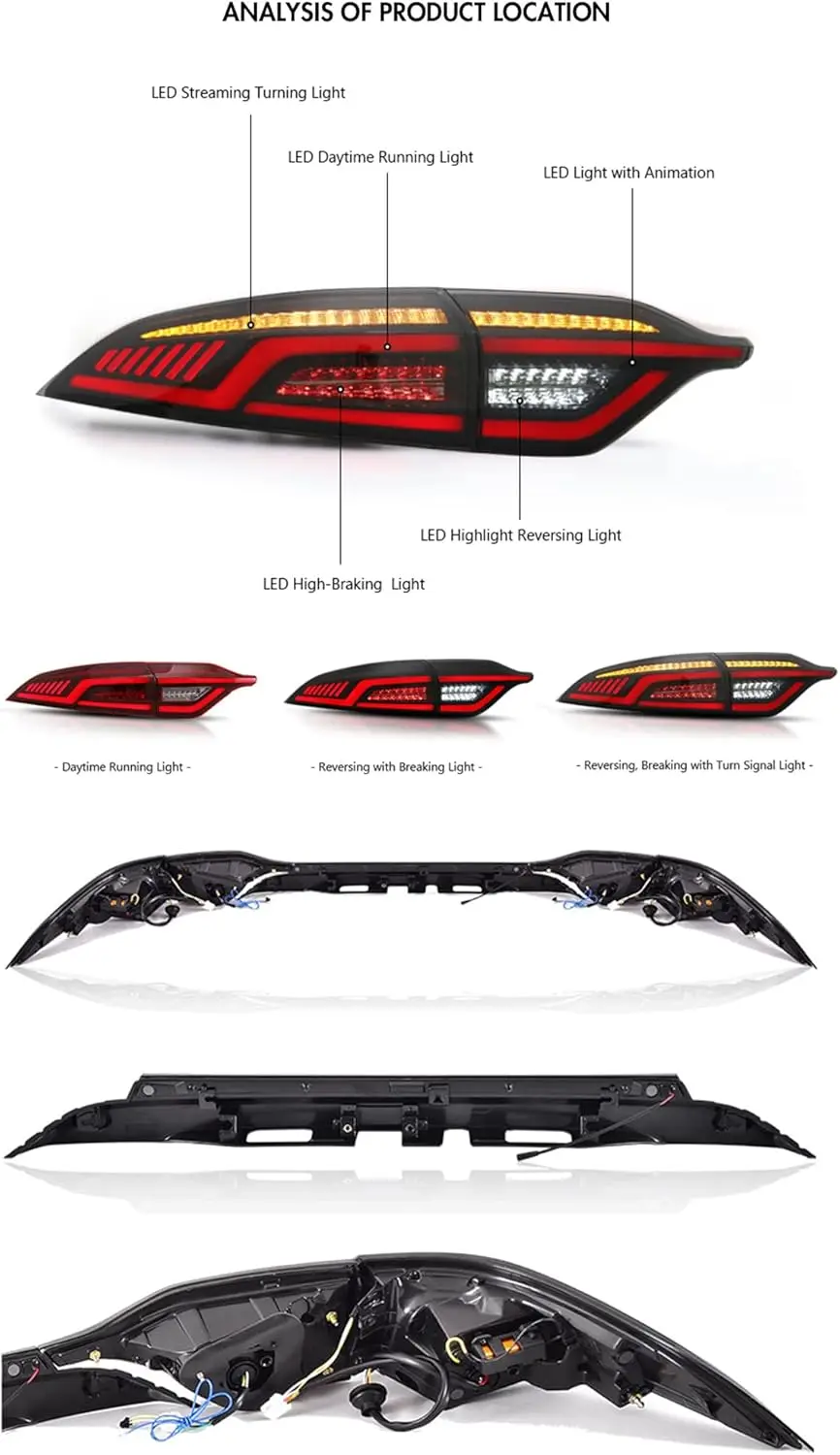 1 مجموعة الترا تعديل أضواء خلفية الجمعية لتويوتا كورولا 2020-2024 الدخان تعديل بدوره إشارة الجذع مصابيح الفرامل الخلفية #3