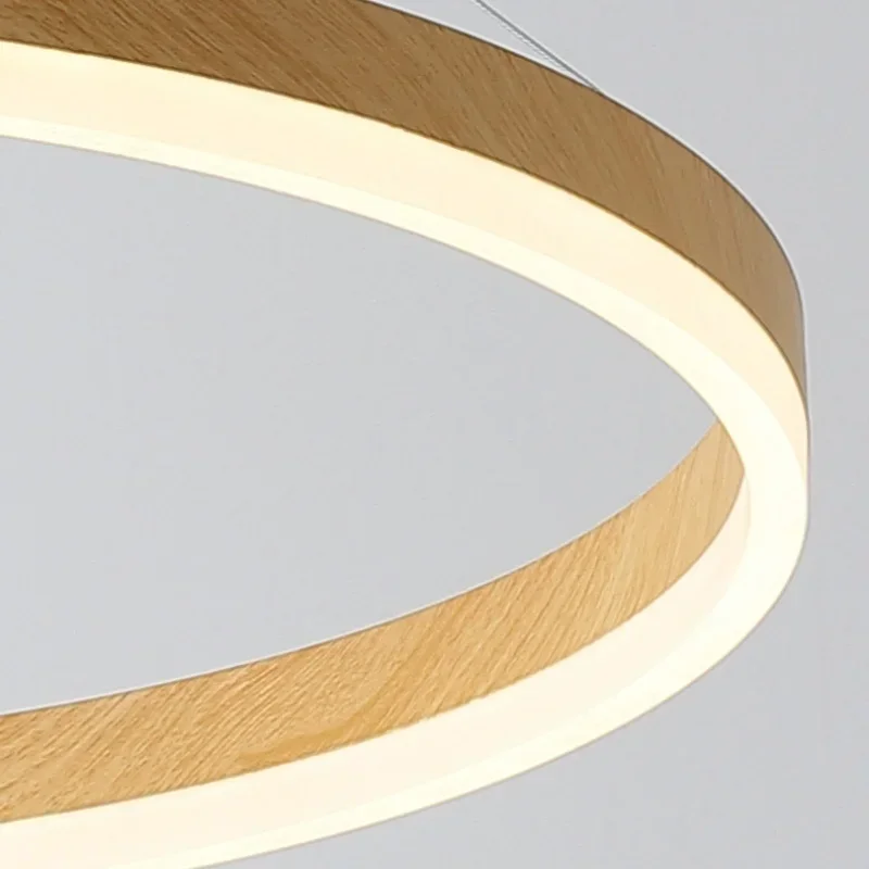 Lámparas LED colgantes modernas, iluminación circular de grano de madera, estilo chino, para restaurante, dormitorio, mesa de comedor, bar y mostrador