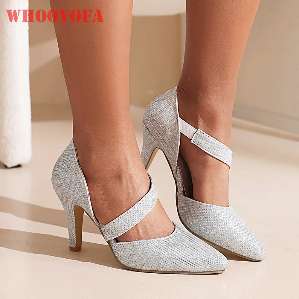 

Новые летние серебристо-черные женские деловые сандалии, пикантные женские туфли на высоком каблуке с острым носком, большие маленькие размеры 32 43 46