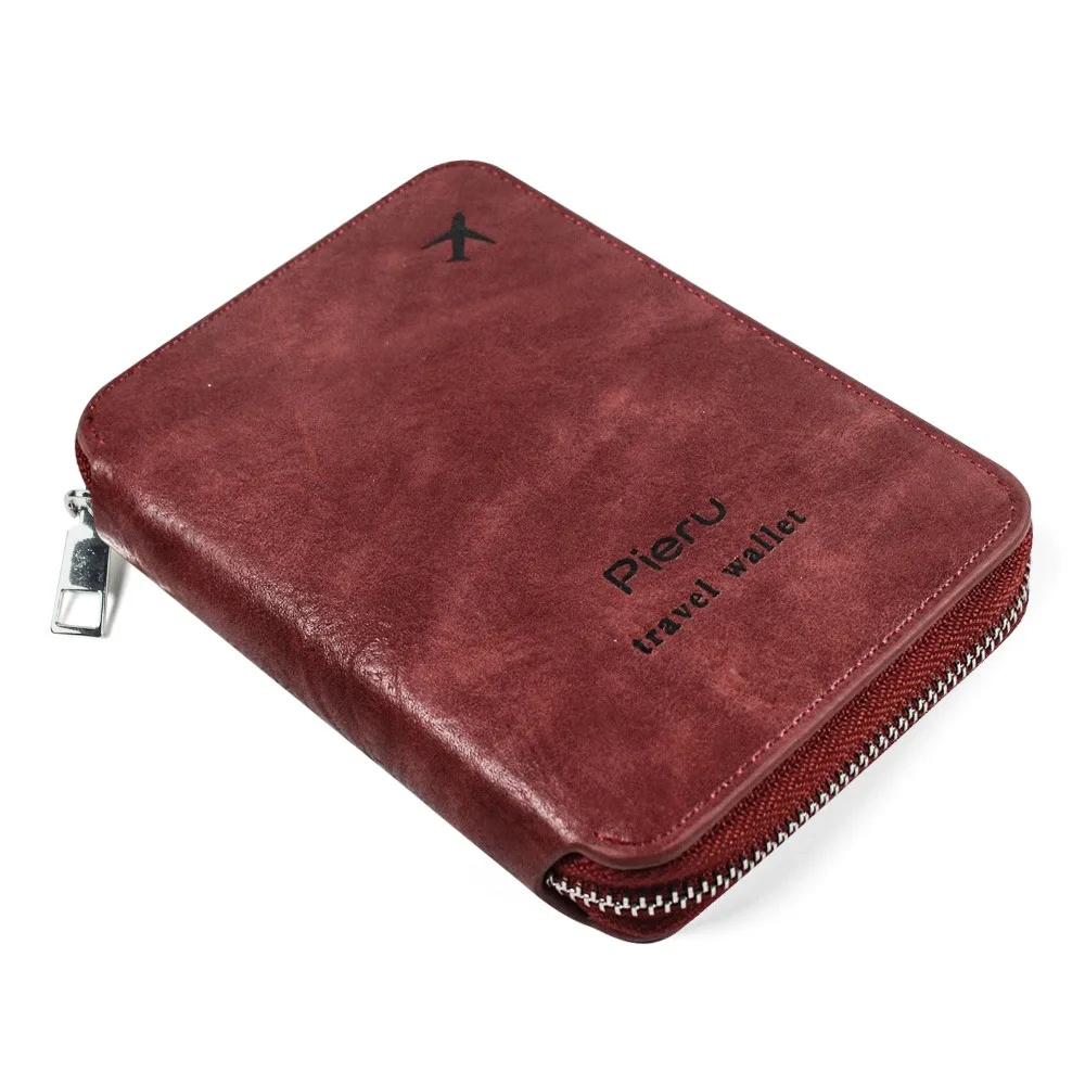 

Packet Leather RFID Passport Holder Rfid Anti-Theft Brush Multifunctional Document Pouch Passport Bag Men