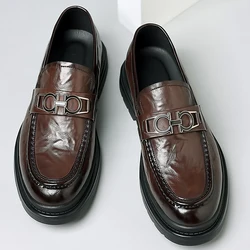 Chaussures Décontractées en Cuir à Bout Rond pour Homme, Souliers Formels pour Gentleman Confucéen