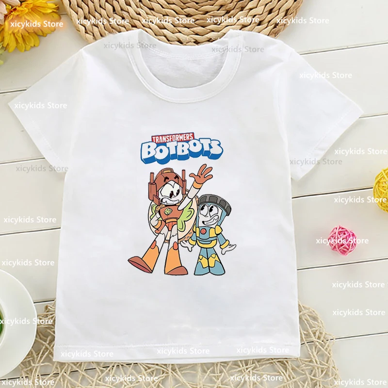 T-shirt for boys Funny Transformers: BotBots Cartoon Print Children's Clothing for boy Fashion Short Sleeve Shirt Top 2 to 12 Ye