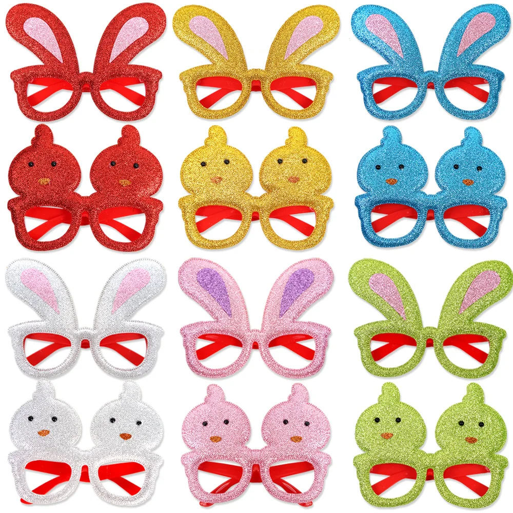 Decorative Eyeframe Bright Chick Photo Props Bunny Ear Glasses Colorful Spring Party Glasses For Spring Party Photo Booth Family