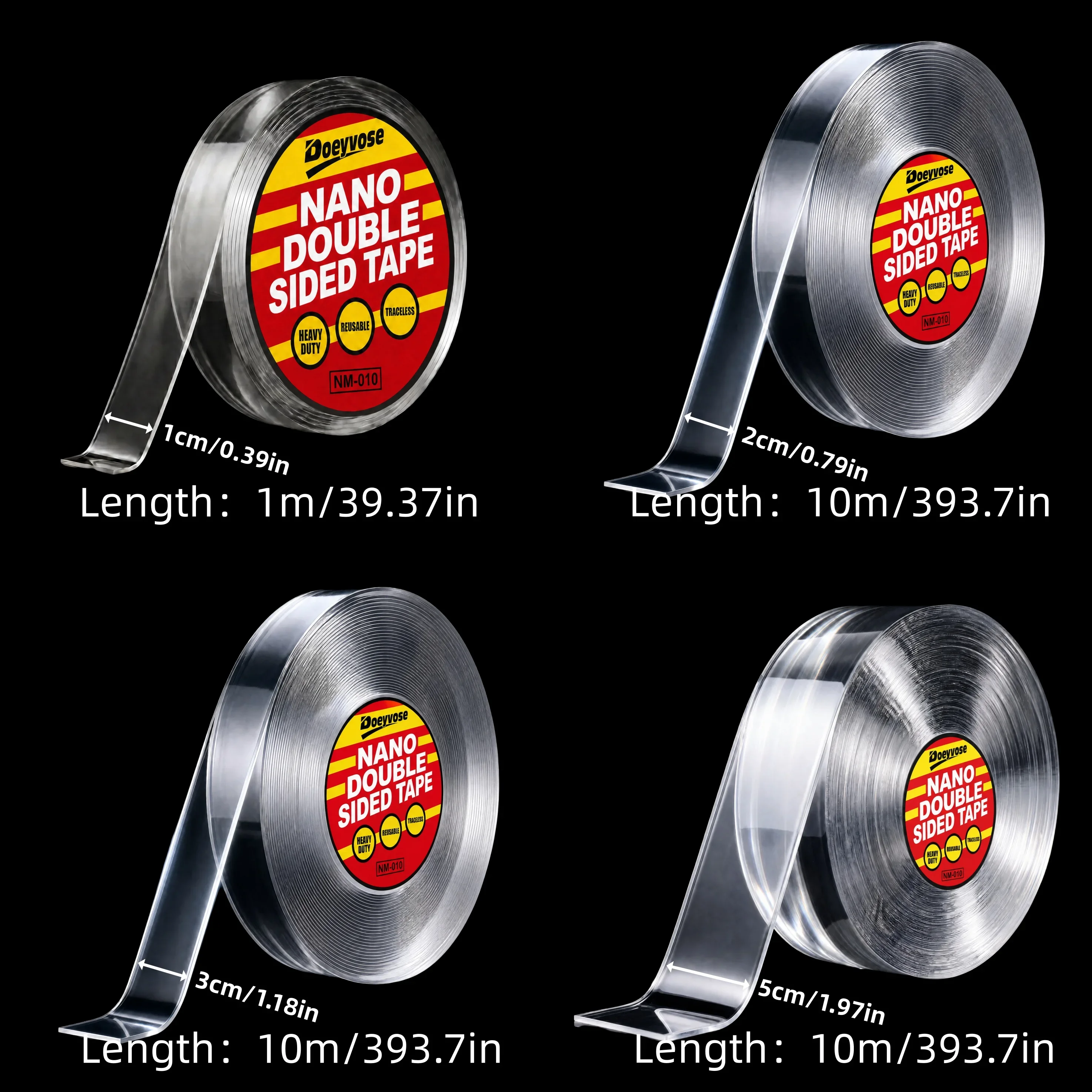 Heavy Duty Nano Double Sided Tape Waterproof Clear Traceless Reusable Home Decor Strip
