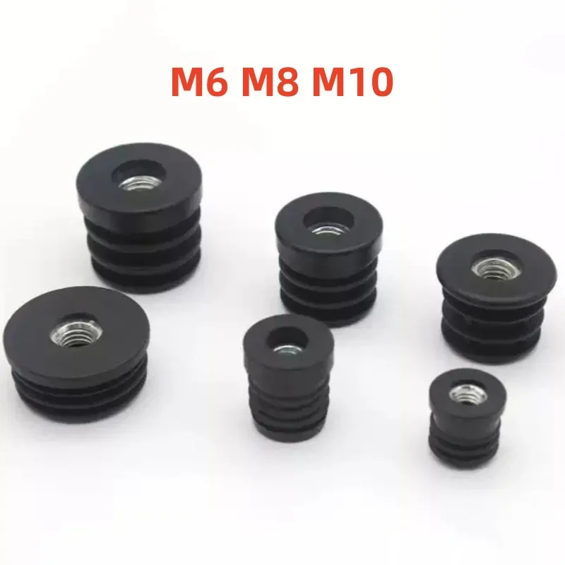 

2Pcs/Lot M6 M8 M10 Round Nut Hole Plug Black Round Plastic Pipe Plugs Adjustable Screw Foot Pad Furniture Leg Cover End Caps