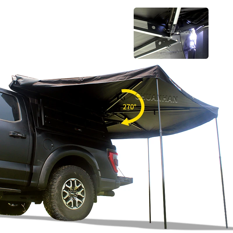 

Custom Retractable Camping 270 Degree Car Roof Freestand Foxing 270 Degree Awning For Car Sun Canopy Awning