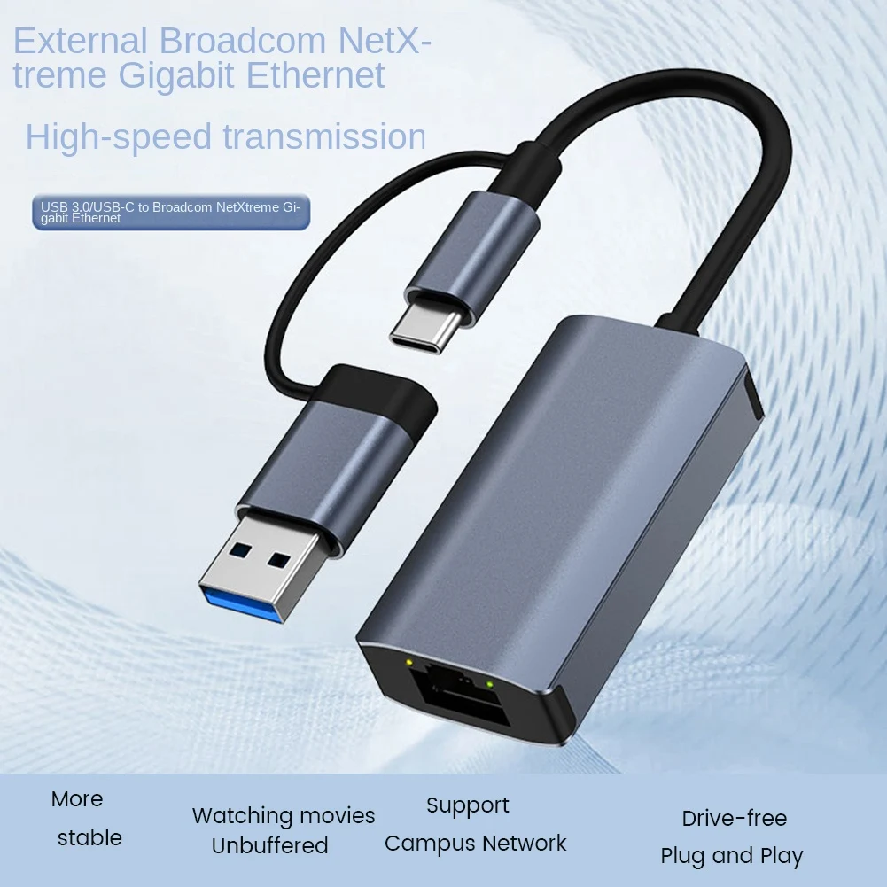 USB 3.0 Gigabit Ethernet Adapter USB C RJ45 Network Card Network Extender Cable Splitter