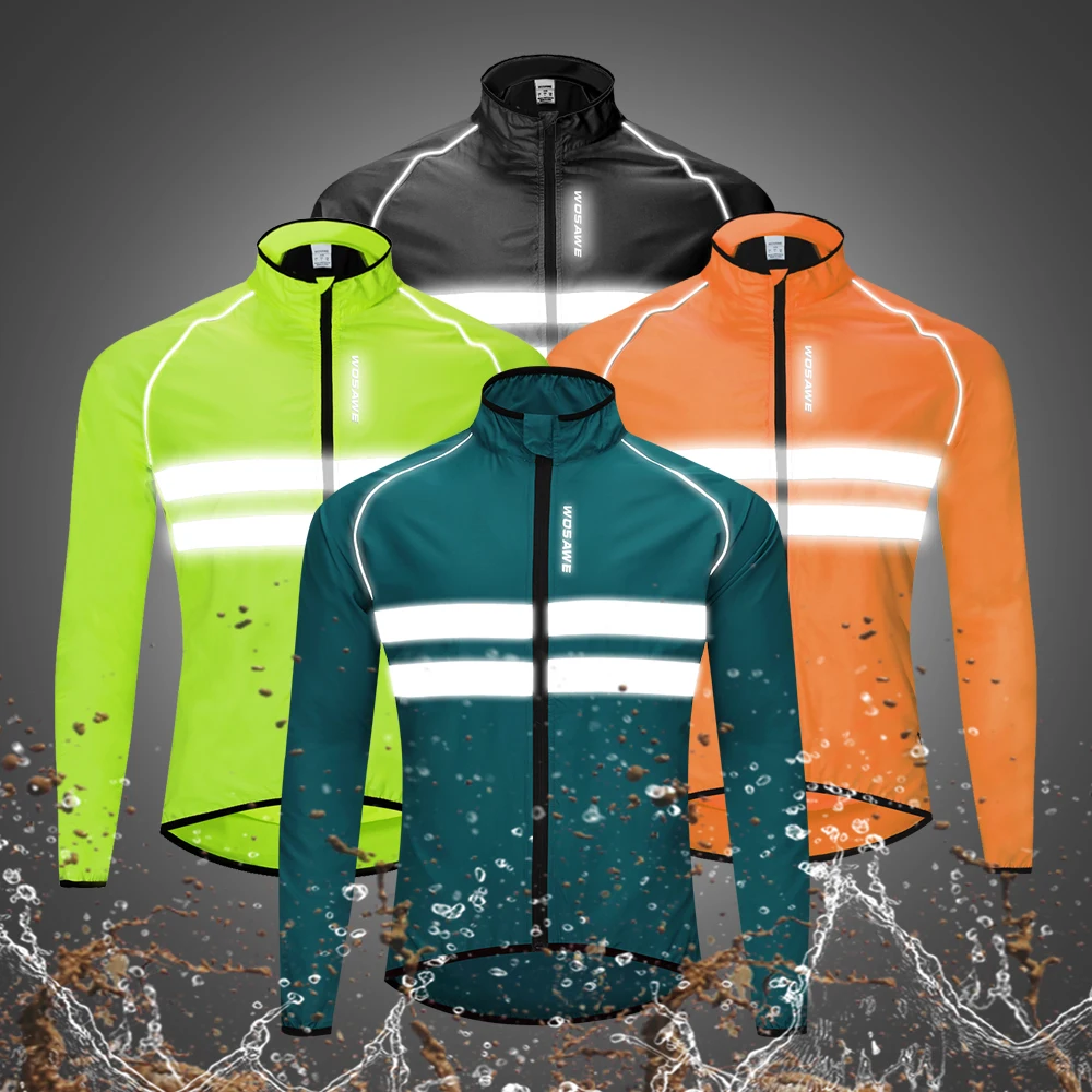 WOSAWE Mens Cycling Jacket Lightweight Water Resistant Motorbike Wind Coat High Visibility MTB Bicycle Jersey Bike Windbreaker