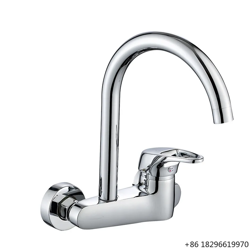 

Wall Mounted Single Handle Kitchen Faucet Hot Cold Water Mixer Tap Sink Faucet for Home