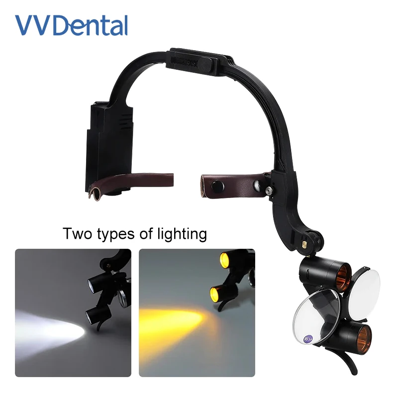 Lampada frontale a LED dentale Lente d'ingrandimento binoculare con ingrandimento 2.5X 3.5X Fascia comoda Lente d'ingrandimento per faro chirurgico dentale 5W
