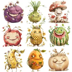 Strange shaped fruits Thermo Heat Transfer Sticker On Clothes Guadalupe Christian Washable Print-On T-Shirt Iron On Patches