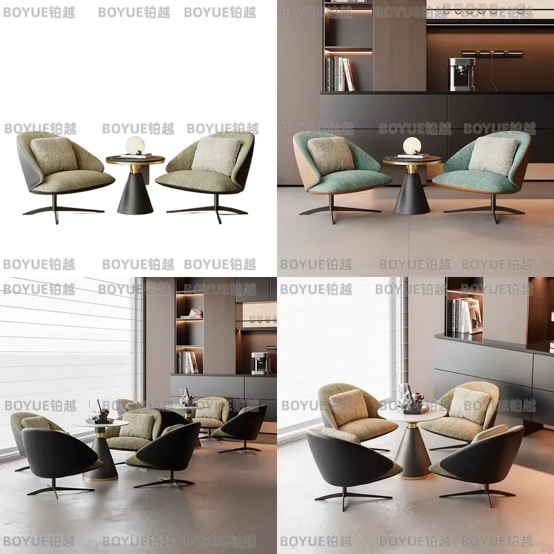 Italian Minimalist Reception Sofa Set Modern Lounge Chair and Table Combo for Hotel Office Tea House Business Negotiation