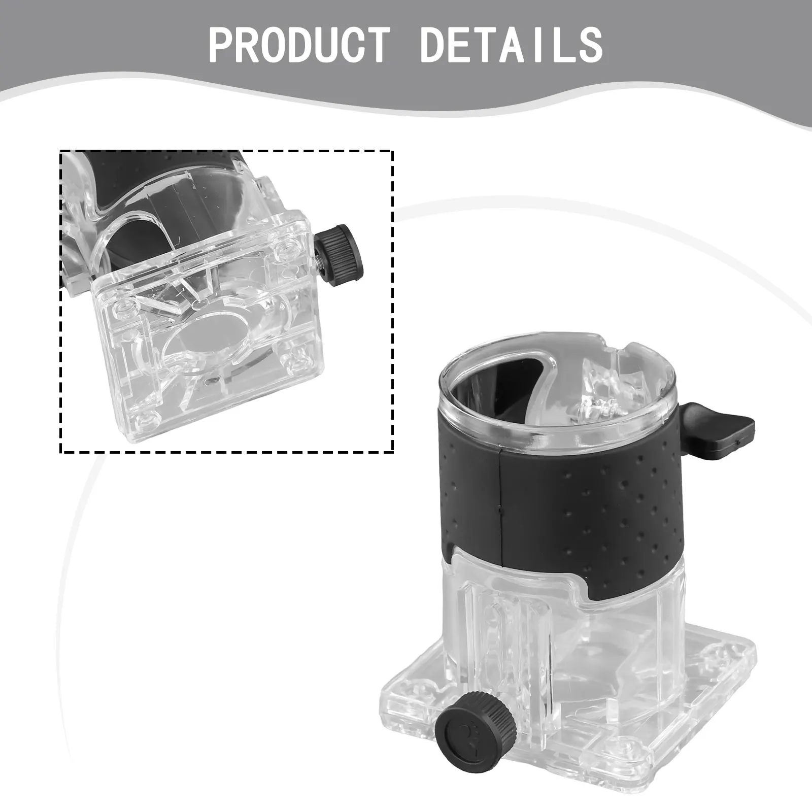 Brand New High Quality Practical Router Base Tool Replacement Trimmer Router Base Woodworking Transparent/Black