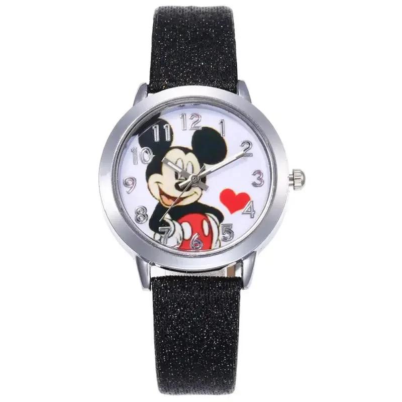 Mulheres de luxo relógio de pulso dos desenhos animados mickey minnie relógio de quartzo masculino moda prata senhora meninas relógio de pulso crianças relógios relogio feminino