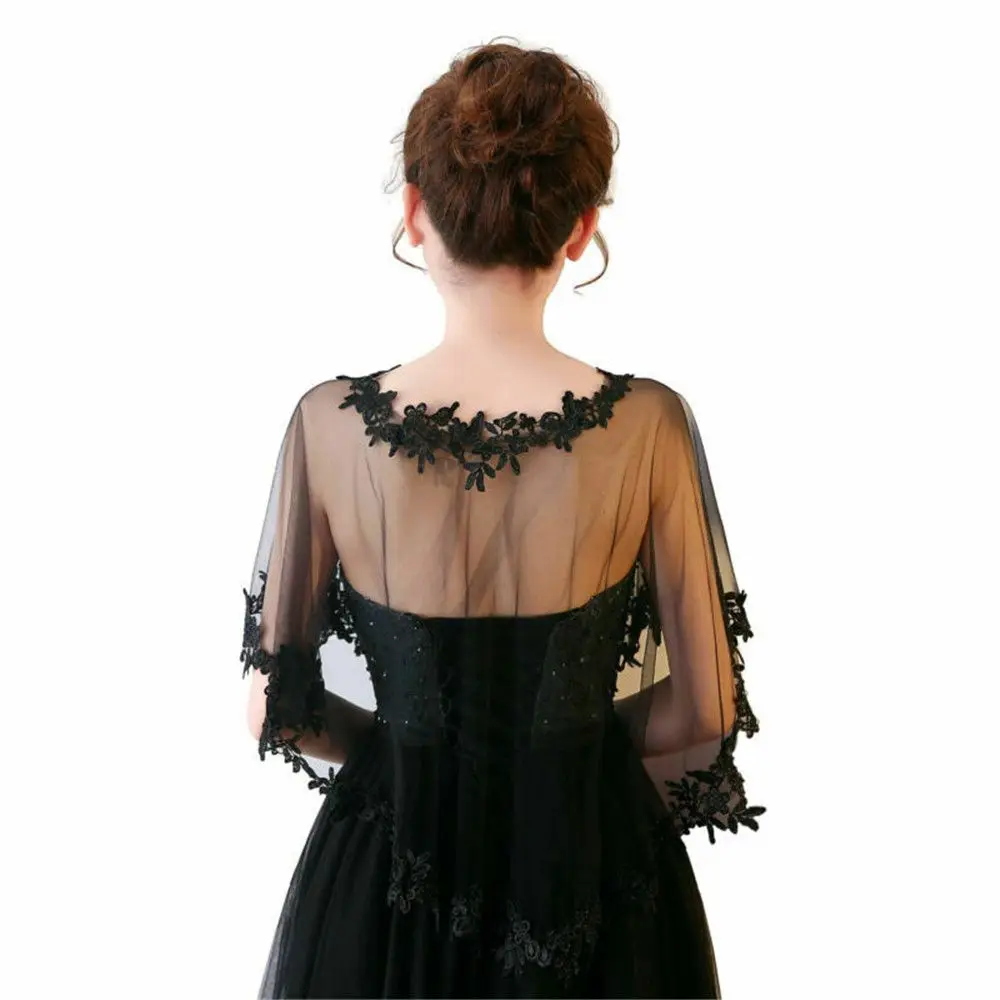 Women Party Bridal Casual Lace Shawl Wedding Cape Evening Dress Cape Style Shawl Elegant Light Sheer Gauze