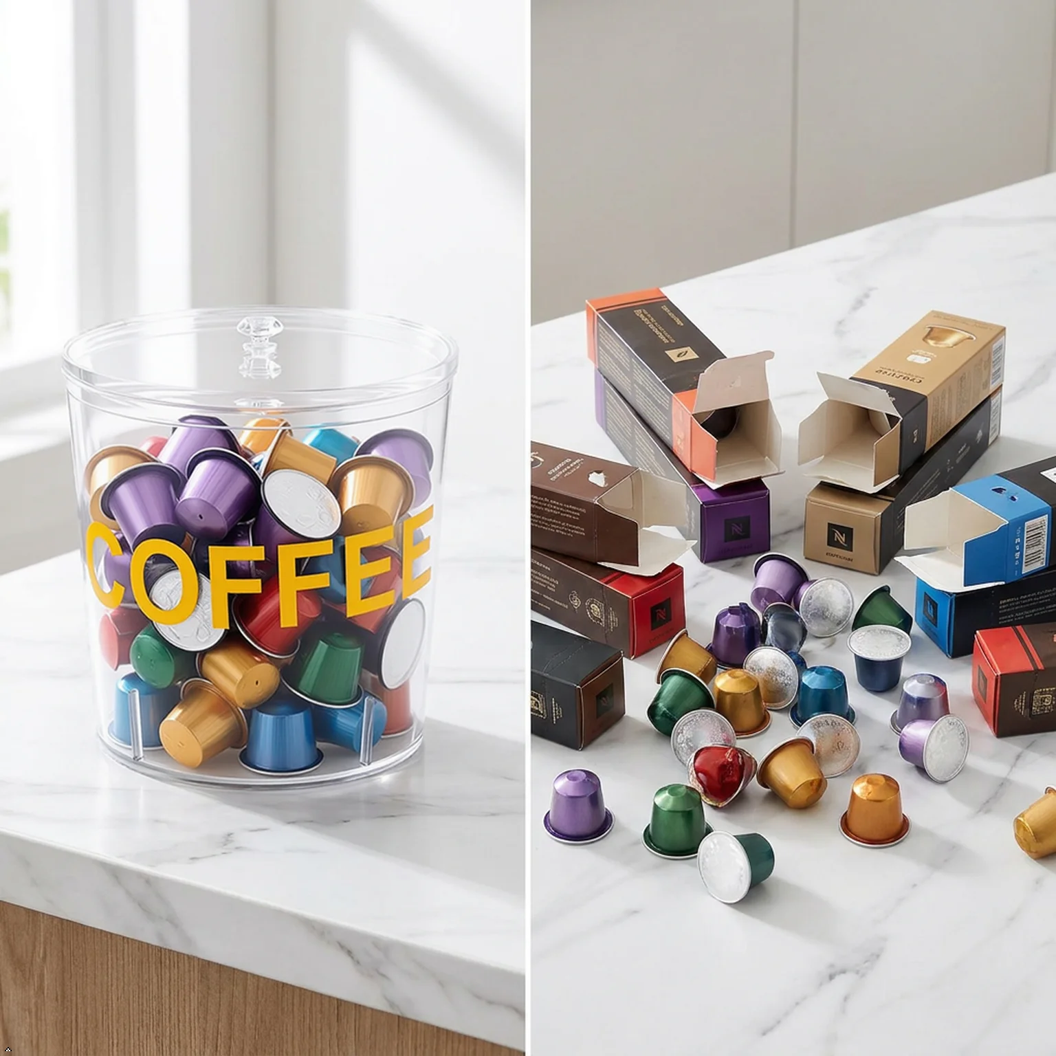 Coffee Pod Holder with Transparent Crystal Lid & Dust Cover, Compatible with Nespresso & Keurig K Cup Pods, Coffee Bar Decor view 4