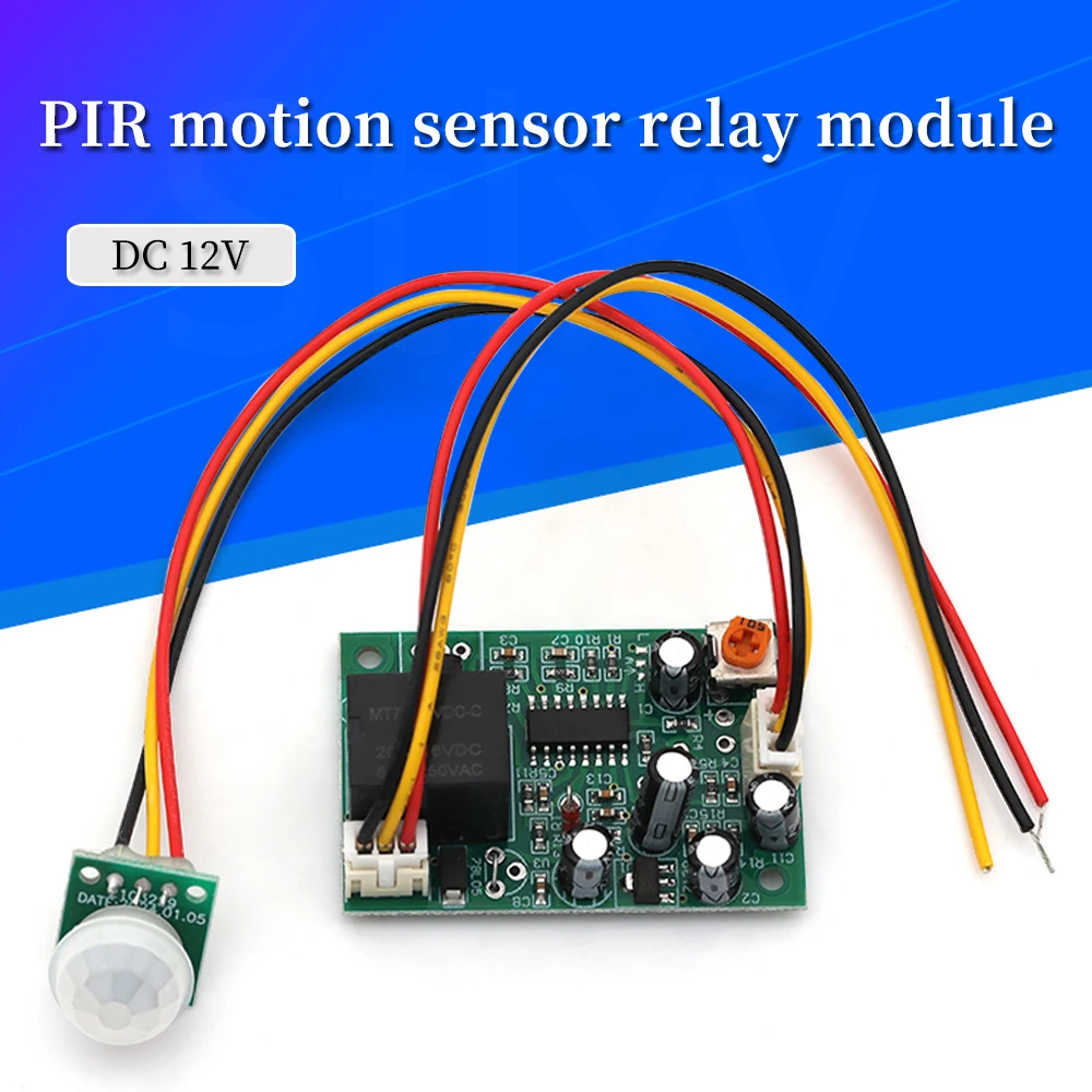 1-10Pcs DC 12V PIR Motion Sensor Relay Module IR Infrared Human Body Induction Sensor Pyroelectric Controller Switch Timer Delay