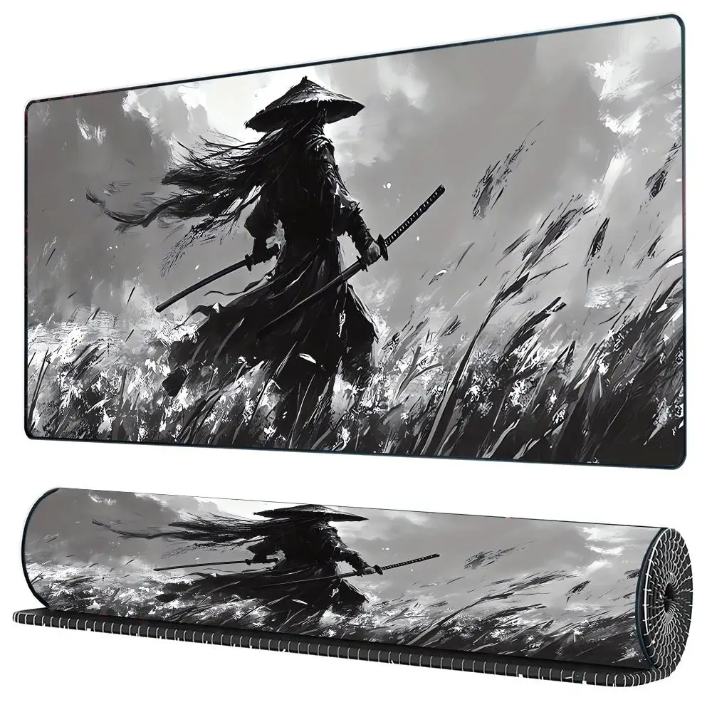 

Коврик для мыши с японским узором в стиле самураев, большой компьютерный офисный коврик, резиновый противоскользящий игровой коврик для клавиатуры и мыши, длинный настольный коврик