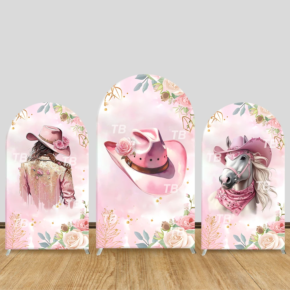 

Pink Cowgirl Theme Arch Backdrop Cover Indoor and Outdoor Celebrations, Vibrant Decorative Props, Festive Photo Backgrounds