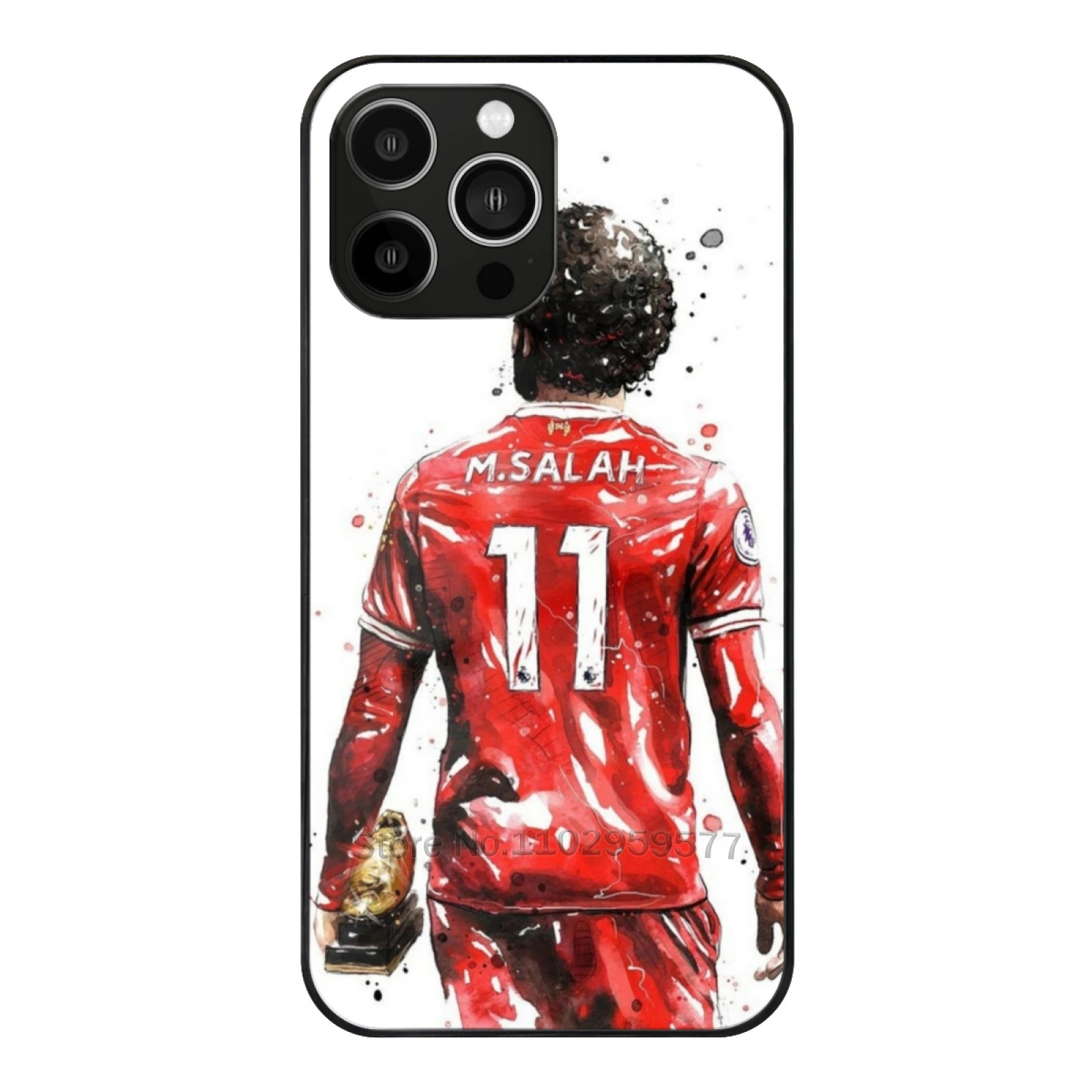 Mohamed Salah Art Glass Case For Iphone 15 14 13 Pro 11 12 7 8 Plus Xr X Xs Max Tempered Phone Cover Mohamed Salah Mohamed