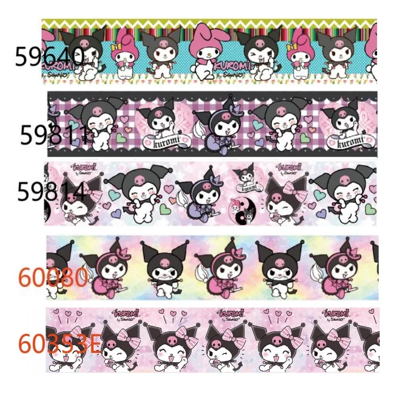 

10Yards Sanrio Kuromi Cartoon Grosgrain Ribbon for Hairbows Gifts DIY Craft Materials