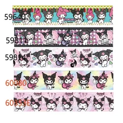 10Yards Sanrio Kuromi Cartoon Grosgrain Ribbon for Hairbows Gifts DIY Craft Materials