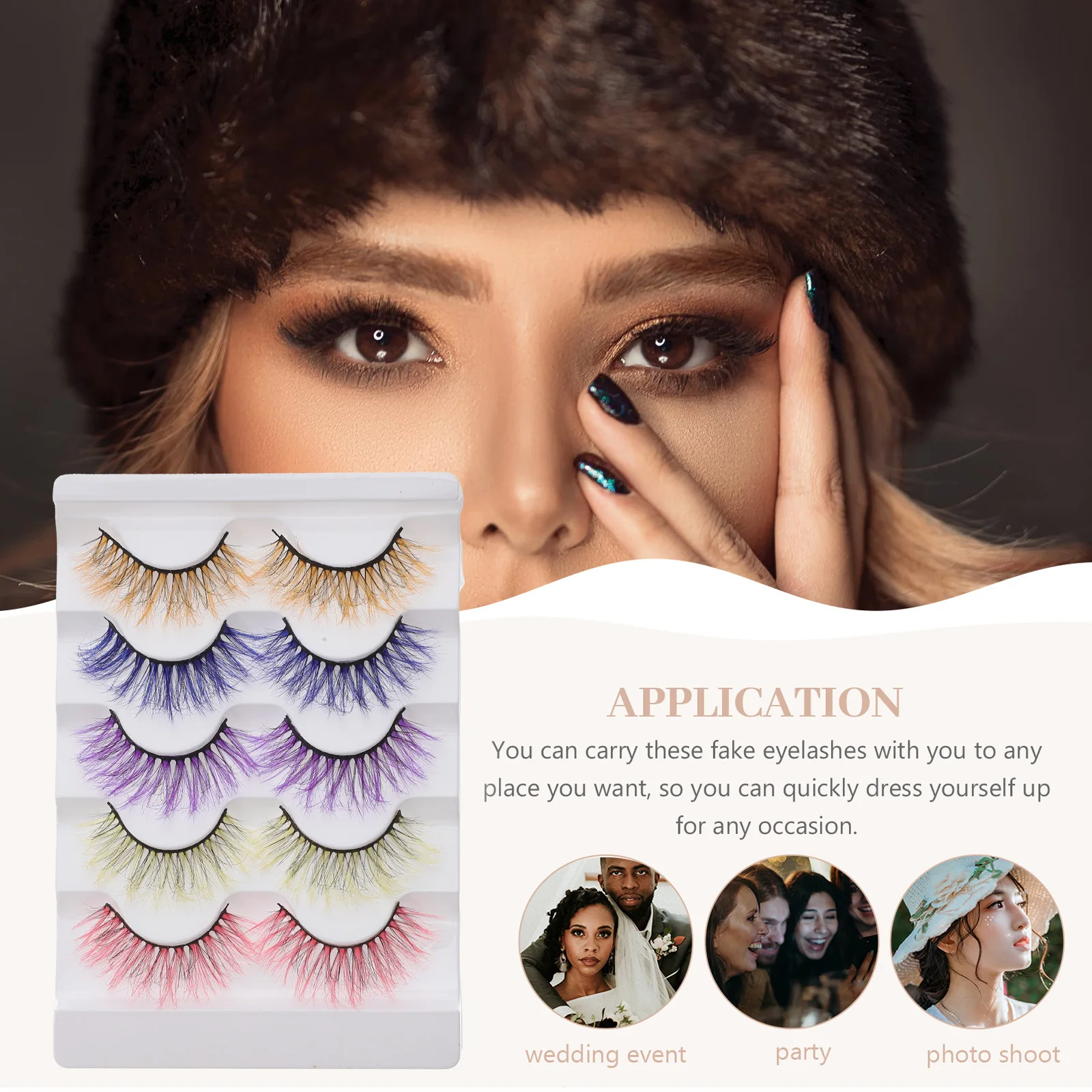 5 قطعة الرموش الصناعية قابلة لإعادة الاستخدام كثيفة النساء اكسسوارات العين الكمال حفلة الهالوين المناسبات الرموش الصناعية #5