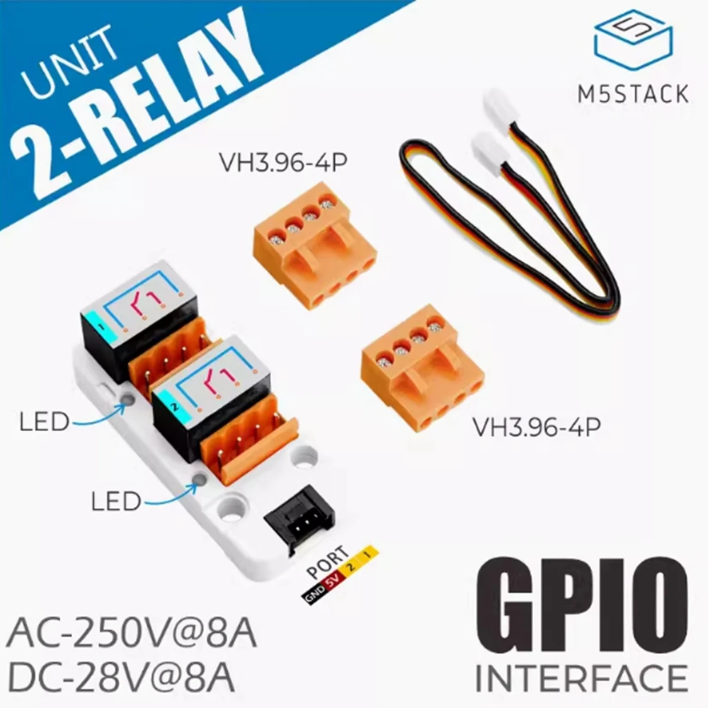 M5Stack 듀얼 릴레이 확장, AC/DC 신호 스위칭, 디지털 장치 전원 켜기/끄기