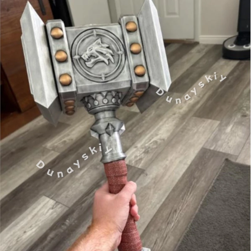 

War Beast Sacrifice Hammer Cosplay Prop Primitive Tribe Fighting Hammer 1:1 Cosplay Fighting Hammer Safety PU Weap Costume