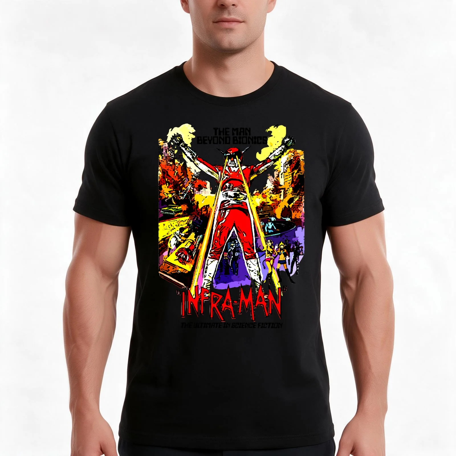 Created by science - Powered by nuclear energy... The Man Beyond Bionics T-Shirt, Summer Casual Cotton Tee, Unisex Men Women