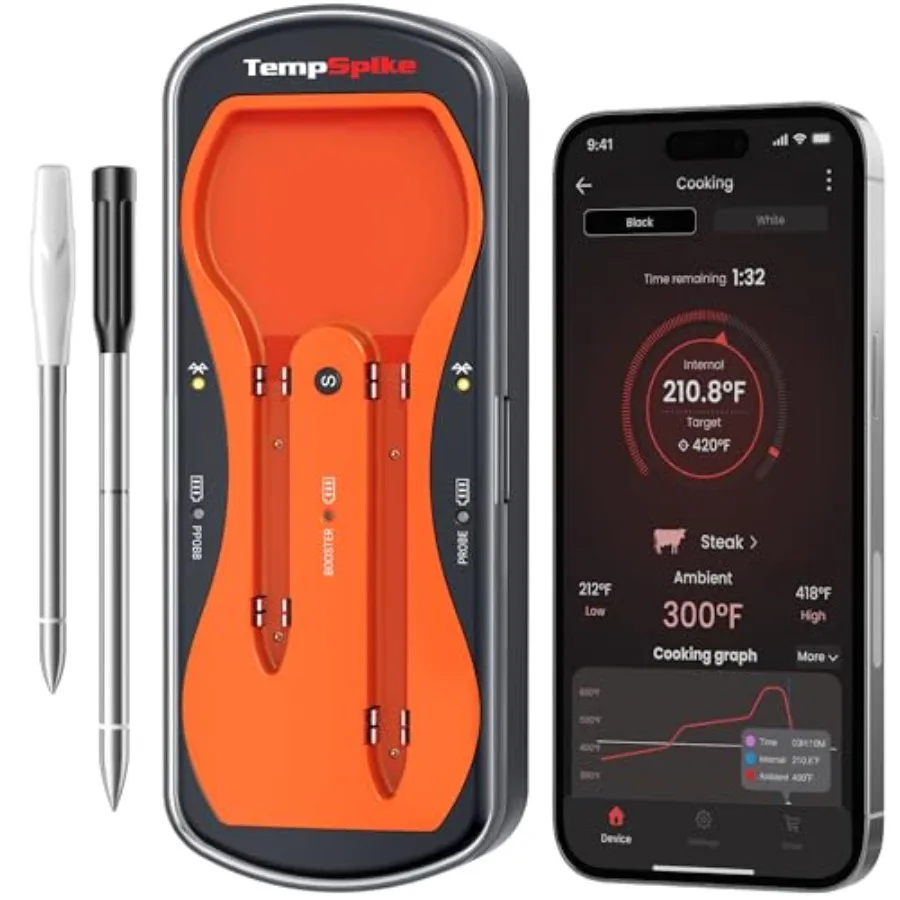 

Беспроводной термометр для мяса с Bluetooth, 500 футов, с длинными и короткими цветными зондами, для кухни, духовки, гриля