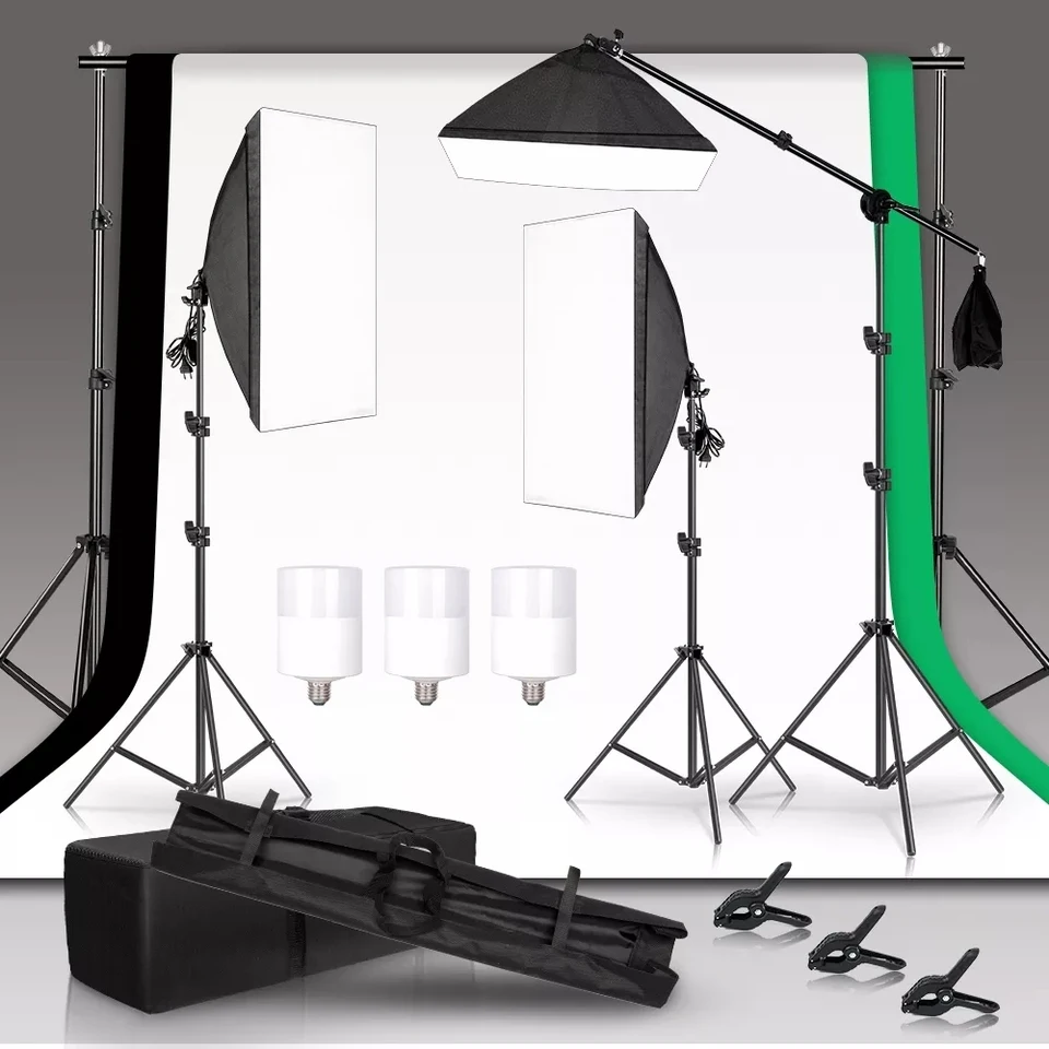 2026 Aluminum Alloy Nylon Material Photography Equipment Kit Softbox Lighting Stand Cantilever Tripod Photo Studio Background Su