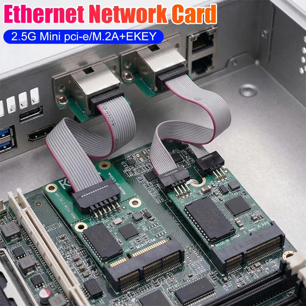 

Сетевая карта M.2 Gigabit Ethernet 2.5G/1000/100 Мбит/с, сетевая карта M2 RJ45 PCIE, адаптер Ethernet Mini PCIE