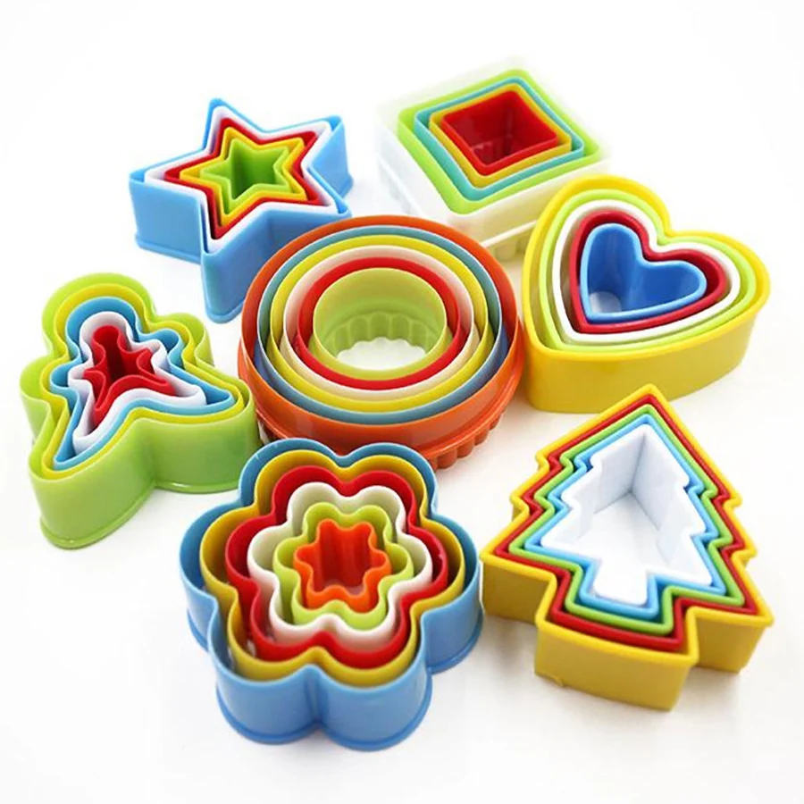 5Pcs/set Heart Star Xmas Tree Shape Cookies Cutter Molds Biscuit Plunger Forms For Baking Mousse Cake Decor DIY Tools