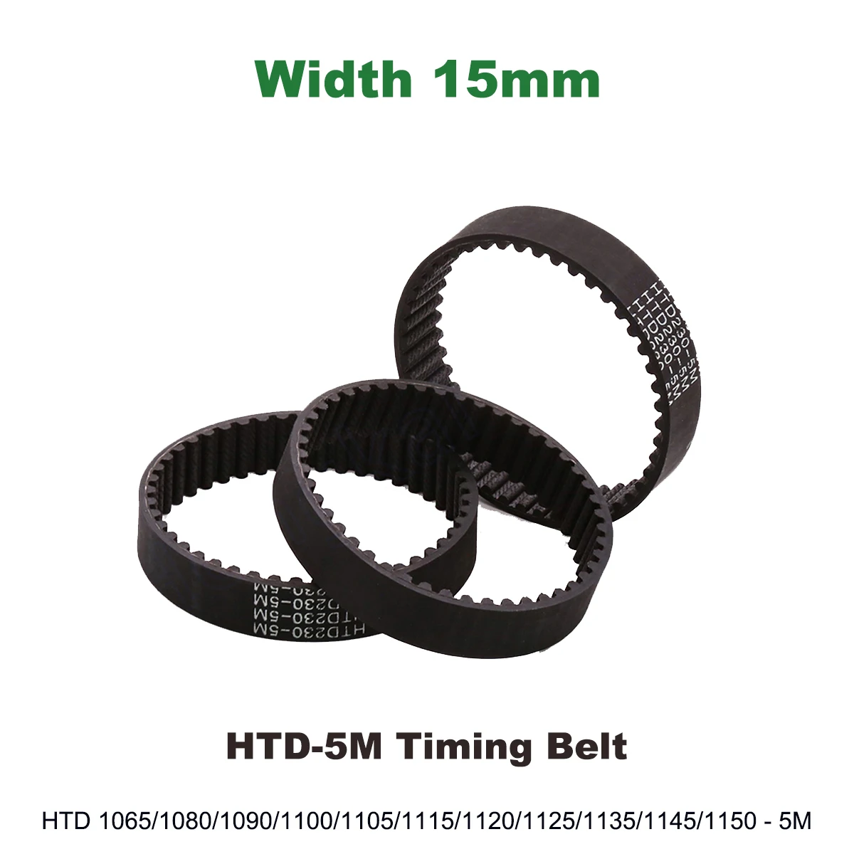 Timing Belt Width 15mm HTD-5M Rubber HTD5M Synchronous Pulle Length 1065/1080/1090/1100/1105/1115/1120/1125/1135/1145/1150mm