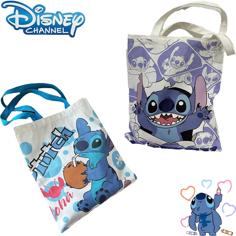 35x40cm Disney Stitch Large Capacity Shopping Bags Tote Bags Anime Women's Canvas Handbags  Girls Gifts Handbags Shoulder Bags