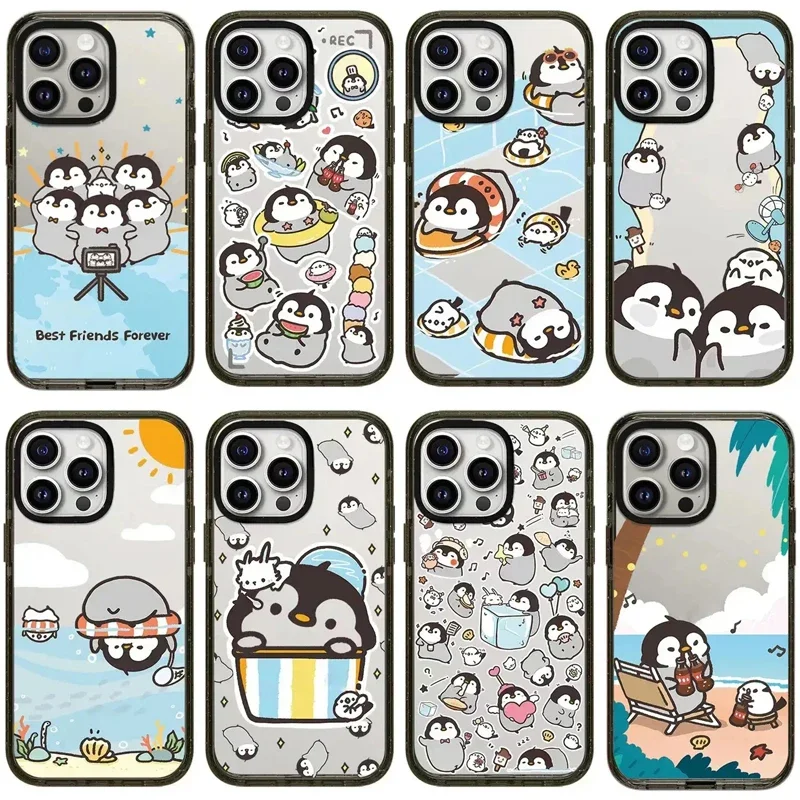 

Cute Penguin 2.5 Acrylic Black Border iPhone 12 13 15 14 Pro Max Protective Case, Fits iPhone 15 Pro Max