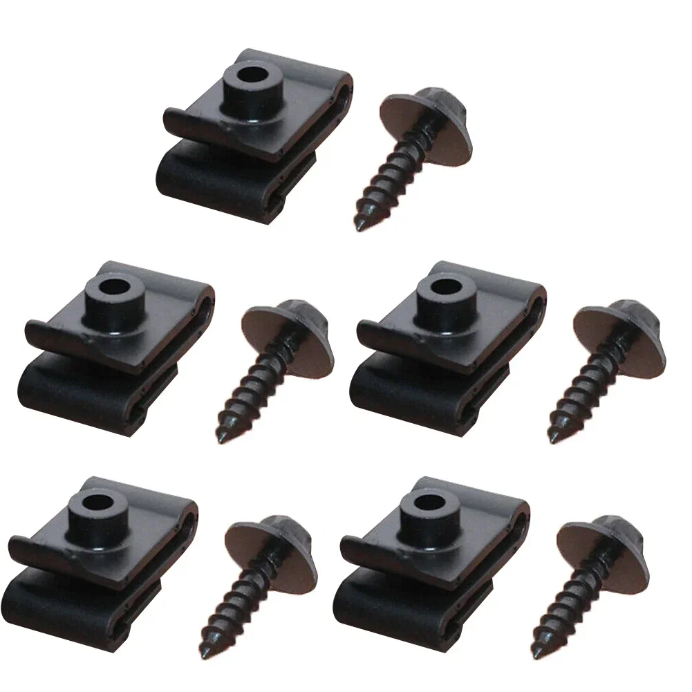 5pcs Chassis Engine Guard Nut Screw Washers U-shape Clip For 1Toyota Car Lining Wheel Arch Mudguard Trim Clips Cross Head Screws