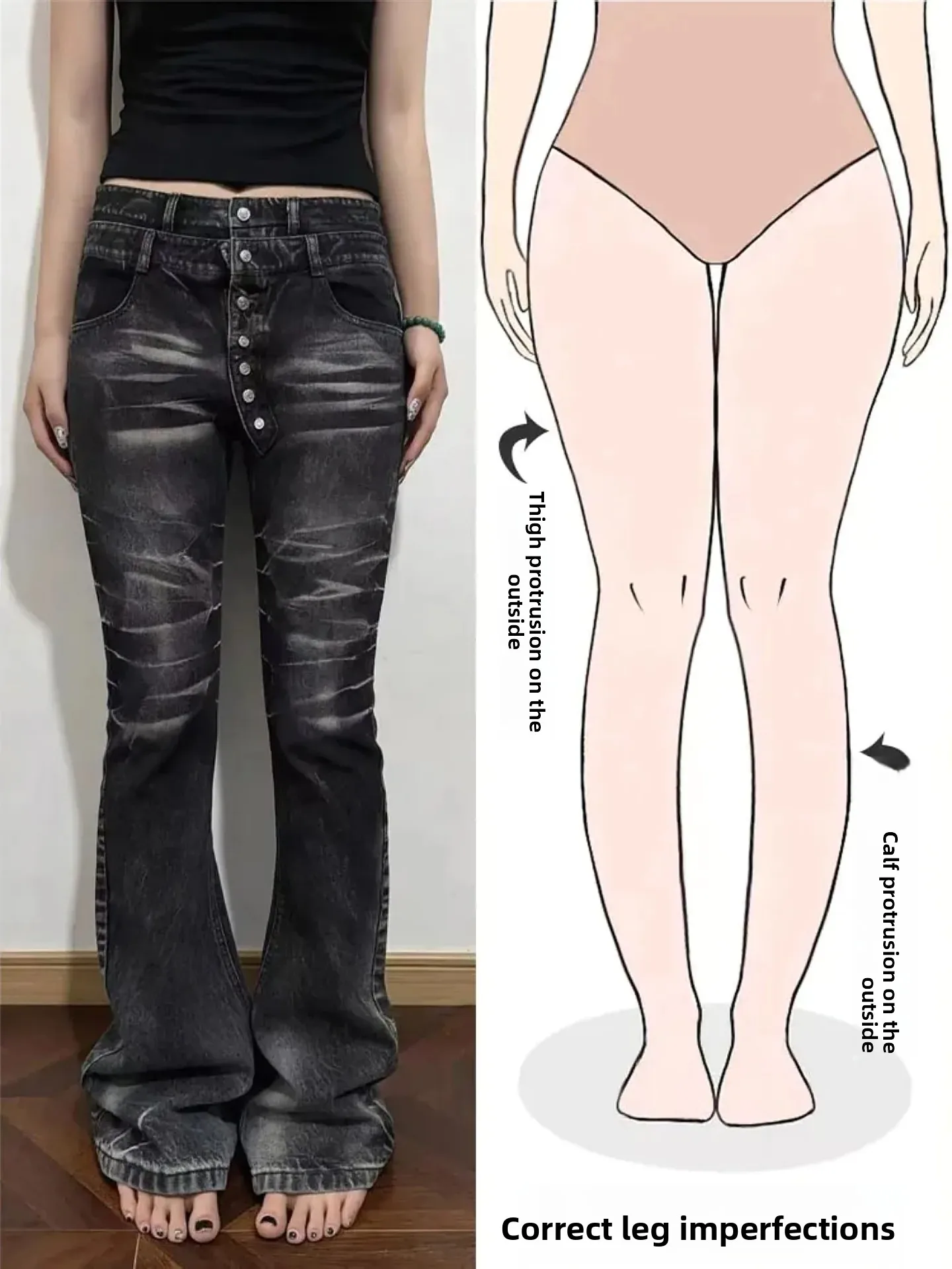 

Джинсы женские в стиле ретро с пуговицами, из выцветшего денима, для фигуры типа «груша», с эффектом похудения, прямые, повседневные, с высокой талией