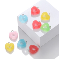 10pcs/lot Colorful Soft Candy Heart Shape Charms Cute Resin Pendant for DIY Handmade Earring Bracelets Jewelry Making Bulk