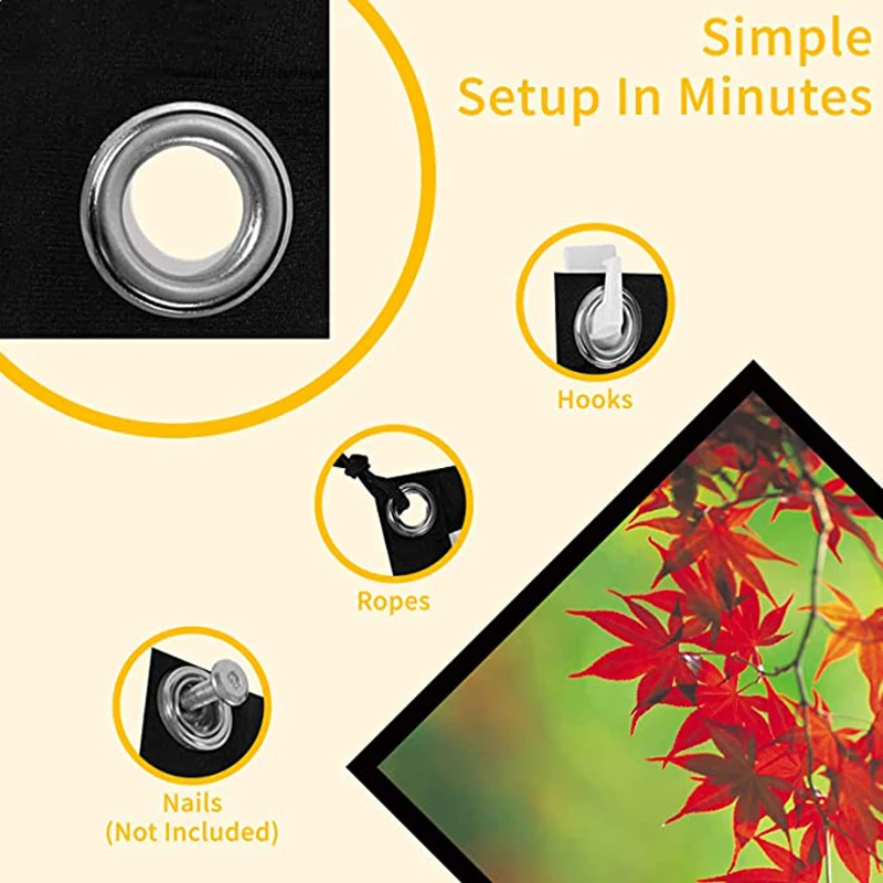 Tela de Projeção Dobrável Simples, Tela Projetor HD Cortina, Uutdoor, 60, 72, 84, 100, 120, 150 polegadas, 100 polegadas, 16:9