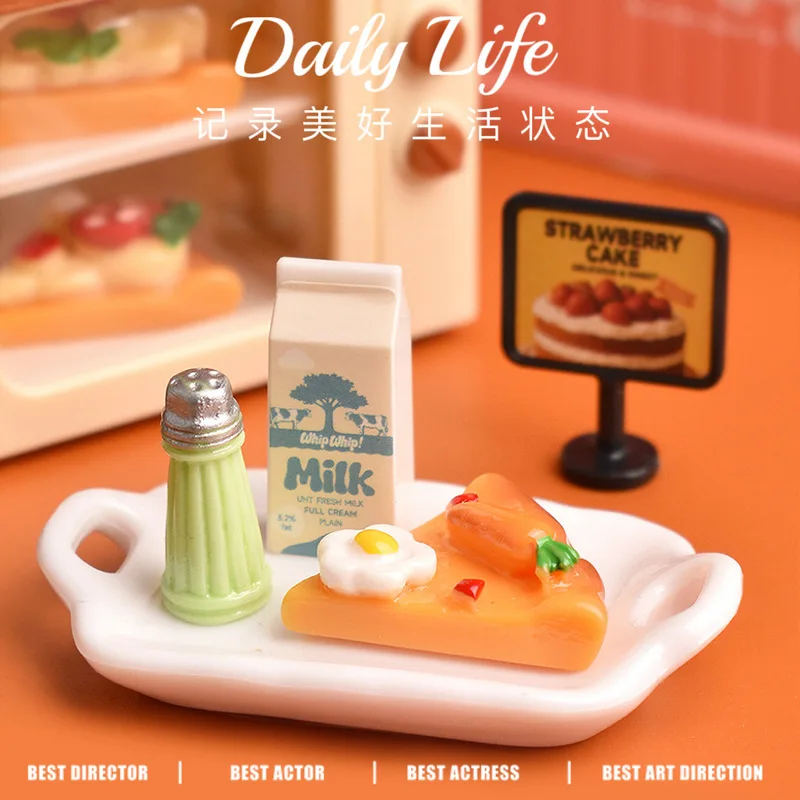 YQT محاكاة البيتزا لعبة طعام صغيرة الراتنج Diy بها بنفسك الملحقات مشهد مصغر سطح المكتب الديكور شفاء وتخفيف التوتر لعبة صغيرة #3