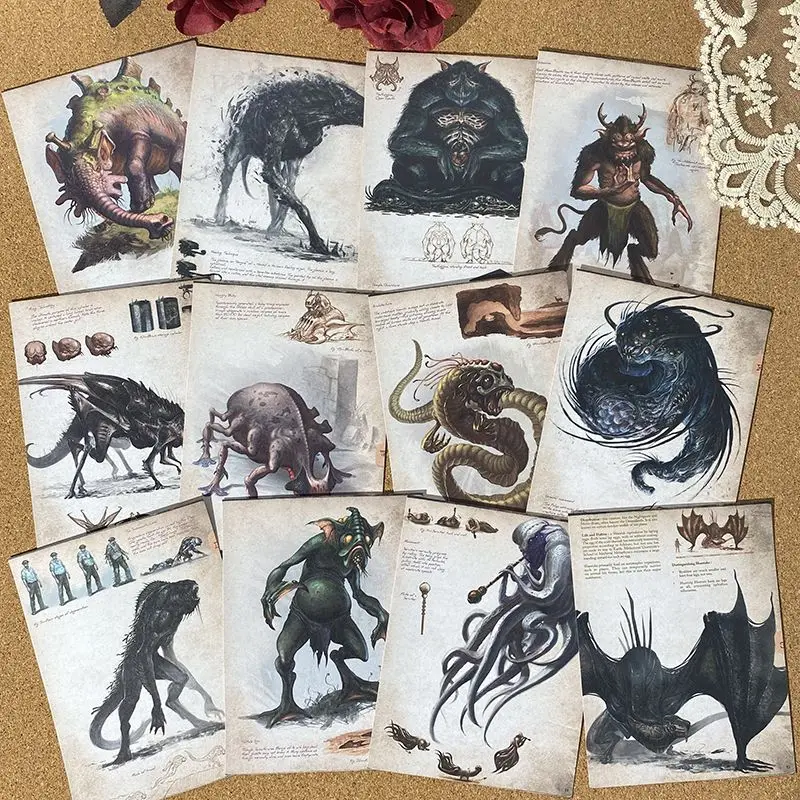 Cthulhu Mythos Monster Book Sticker Retro Monster Fashion Collection Card COC Necronomicon High Quality Card