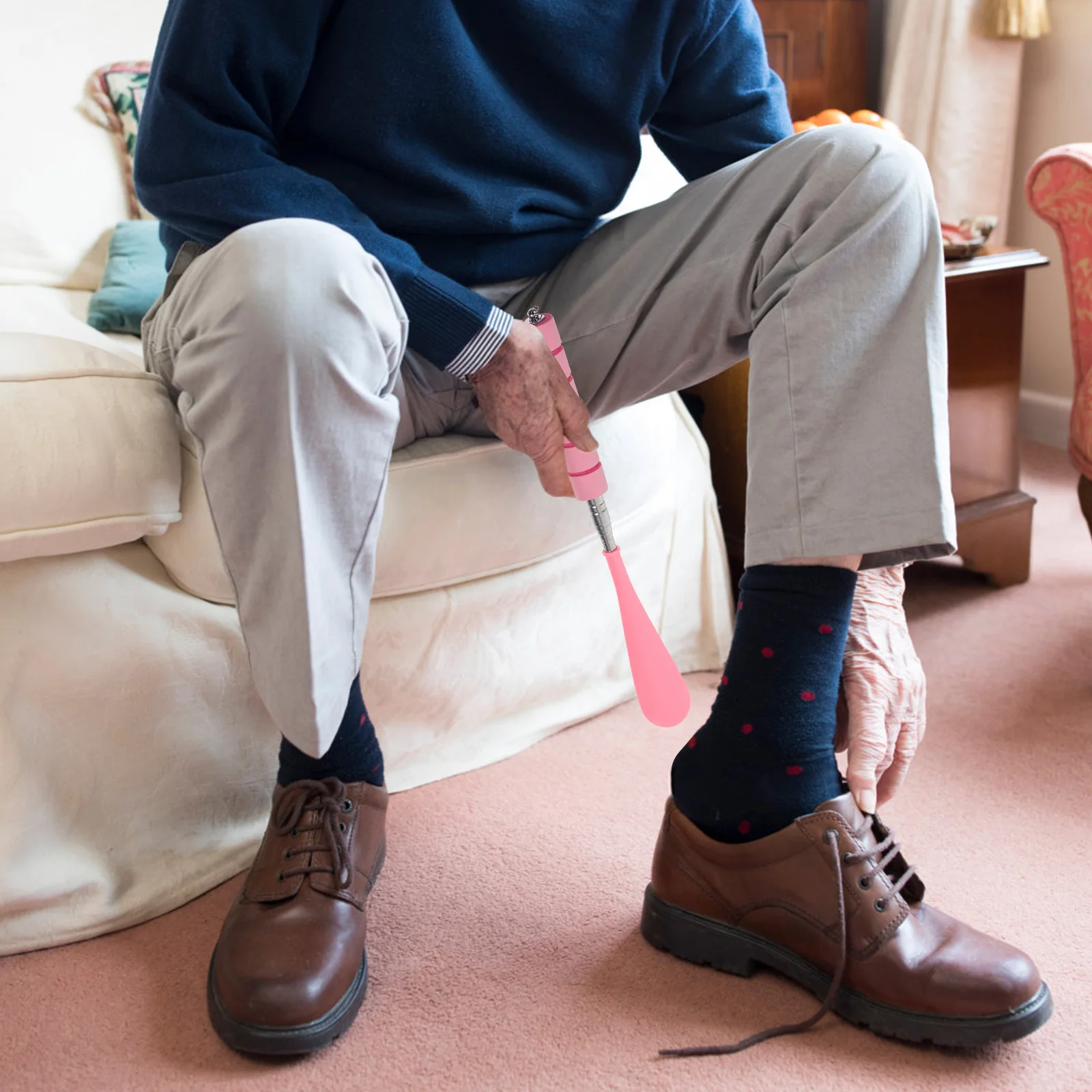 

2Pcs Adjustable Stainless Steel Shoe Horn Telescopic Long Handle Ergonomic Shoe Dressing Helper Portable Tool