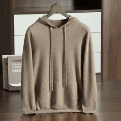 2024 Autumn/Winter New Collection (100% Cashmere) Men's Hoodie with Pocket Versatile Style Men's Sweater