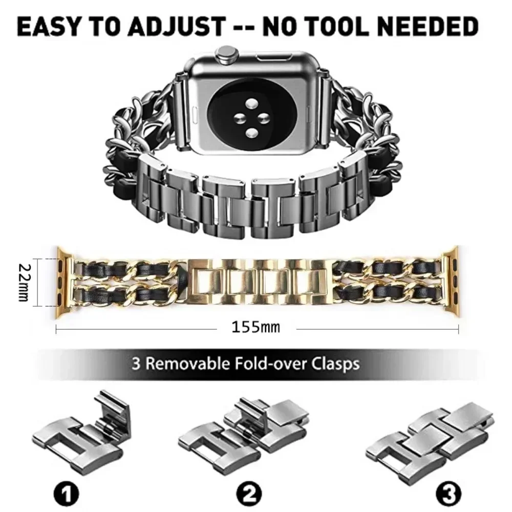 سليم المعادن والجلود معصمه للنساء ، أبل سلسلة ساعة 9 ، 8 ، 7 ، 6 ، 5 ، 4 ، Se ، 40 مللي متر ، 41 مللي متر ، 44 مللي متر ، 45 مللي متر ، لطيف سوار ، اي واتش باند ، 38 مللي متر ، 42 مللي متر