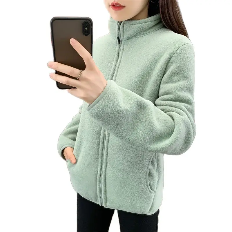 Fashion Polar Fleece Jacket Female 2023 NEW Women's Jacket Outerwear Double Sided Velvet Thick Spring Autumn Winter Coat Tops